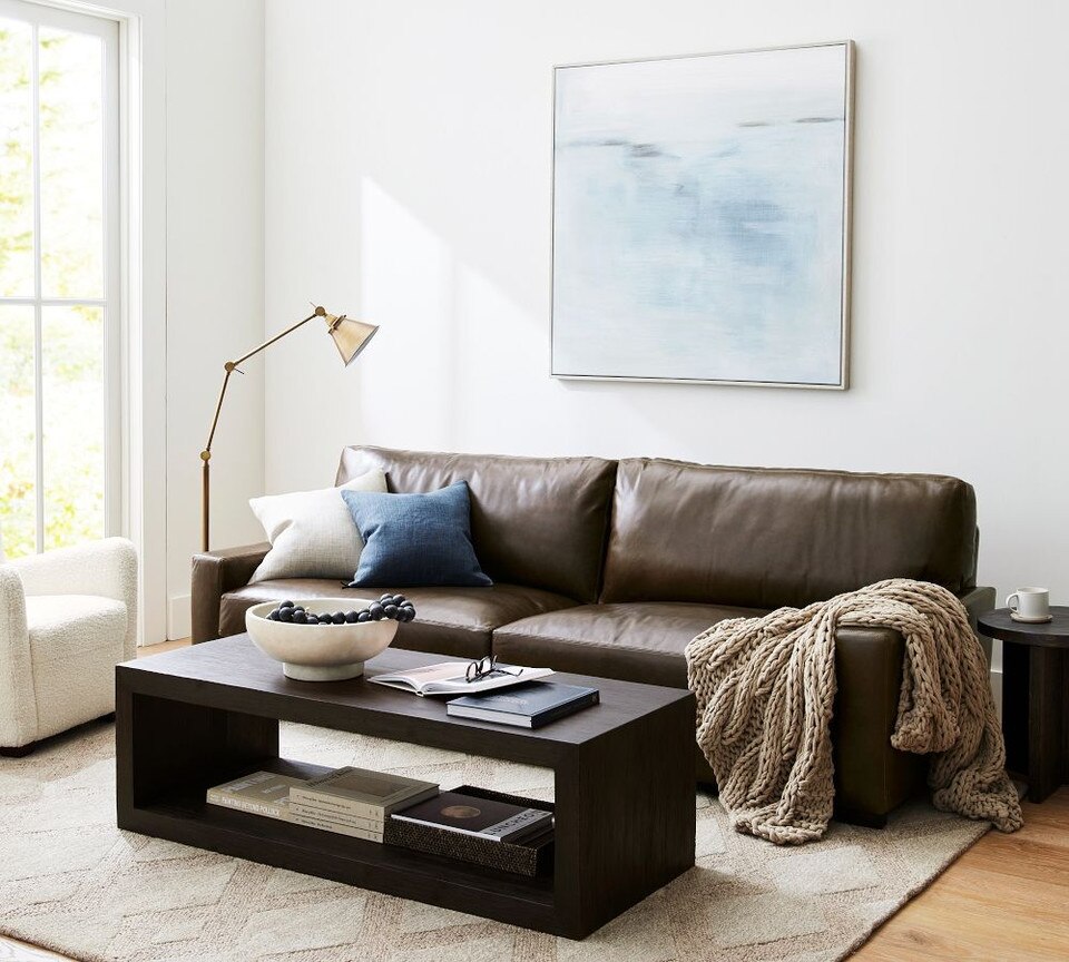 Turner Square Arm Leather Sofa Pottery Barn Australia